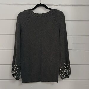 White House Black Market Sweater with studded pearl sleeves!